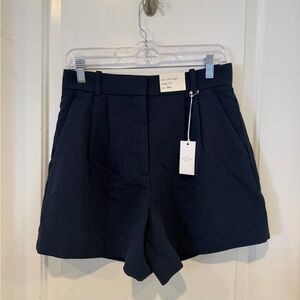 Abercrombie & Fitch Ultra High-Rise Navy Pleated Shorts